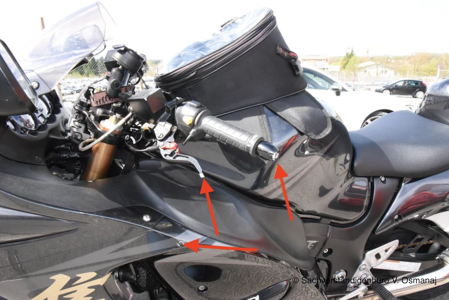 Motorrad Unfallschaden Detailaufnahme